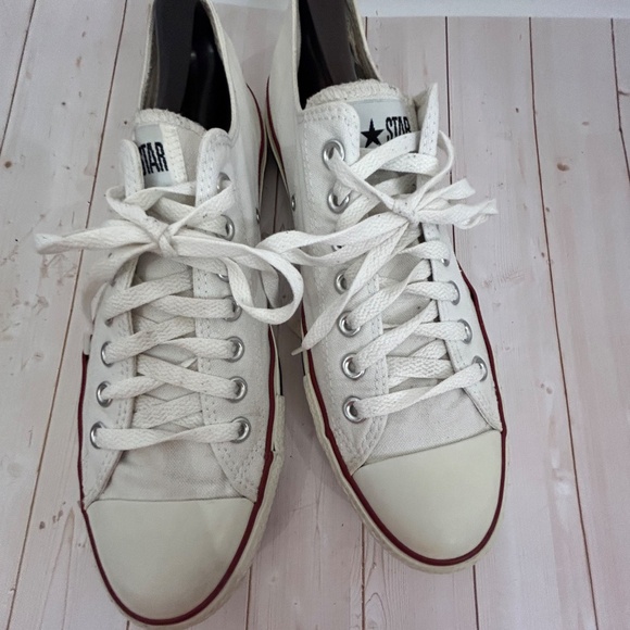 Converse All Stars Low Top White Canvas Sneakers - Picture 8 of 9